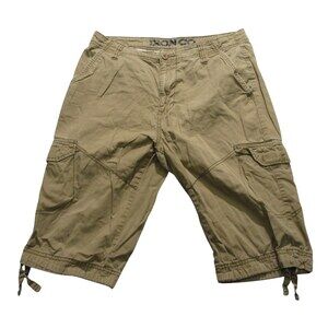 Iron Co Mens Cargo Shorts 32 x 13 Khaki Stretch 100% Cotton Pockets